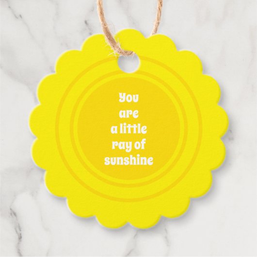 君は太陽の光の小さな黄色い太陽のカスタム フェイバータグ (正面)