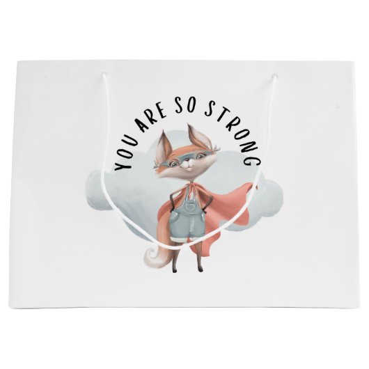 君は強いキツネ抱き枕 ラージペーパーバッグ (正面)