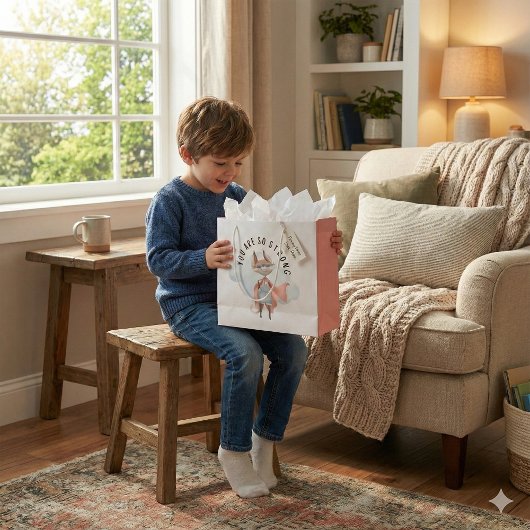 君は強いキツネ抱き枕 ラージペーパーバッグ