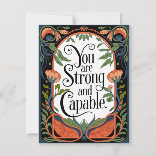 君は強くて有能な感動的引用文 ノートカード (正面)