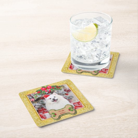 君は愉快な聖降誕祭パーソナライズされたの賜物だ スクエアペーパーコースター (インサイチュ)