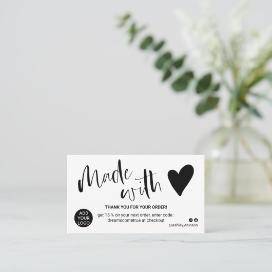 君は愛感謝していで作った白黒 名刺 (スタンド正面)