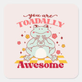 「君は疲れ切っ素晴らしている」 | かわいいカエルのプリン スクエアシール (正面)