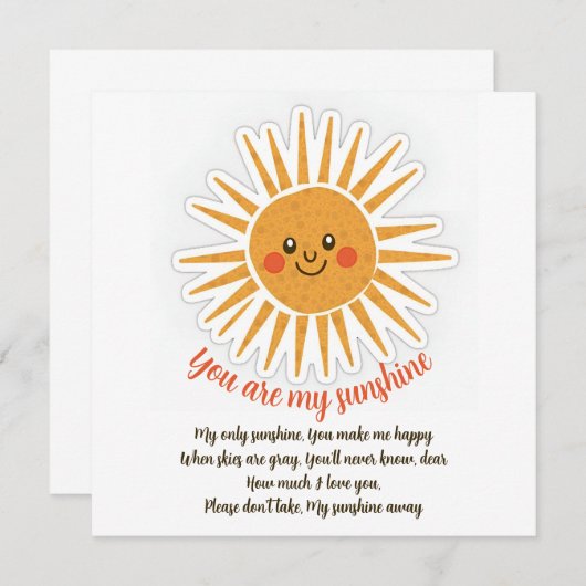君は私のサンシャイン歌詞グリーティングカードだ (正面/裏面)