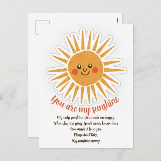 君は私のサンシャイン歌詞グリーティングカードだ シーズンポストカード (正面/裏面)
