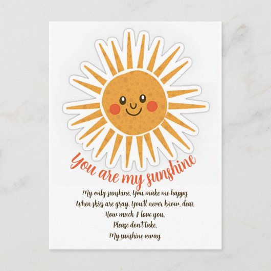 君は私のサンシャイン歌詞グリーティングカードだ シーズンポストカード (正面)