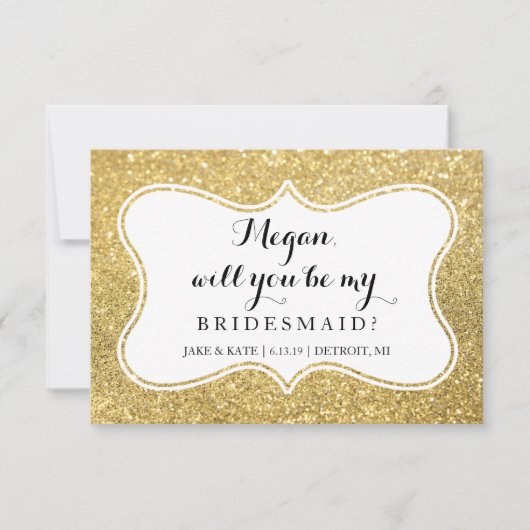『君は私の花嫁の付き添いになるか？きらきら光る金ゴールド·グラム』 招待状 (正面)