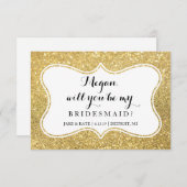 『君は私の花嫁の付き添いになるか？きらきら光る金ゴールド·グラム』 招待状 (正面/裏面)