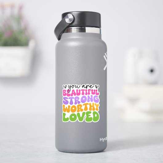 君は美しく強く愛される者前向きだ シール (HydroFlask)