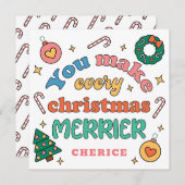 君は聖降誕祭の日々をメリー作る | かわいいレトロ シーズンカード (正面/裏面)