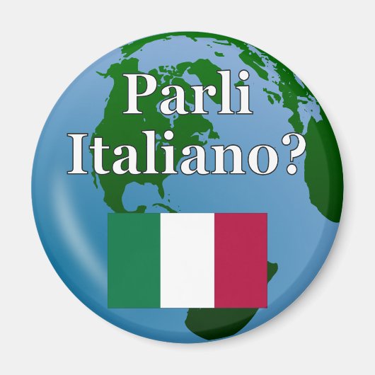 君は話イタリアンかイタリアン。国旗とグローブ マグネット (正面)