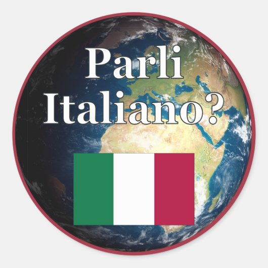 君は話イタリアンかイタリアン。国旗と地球 ラウンドシール (正面)