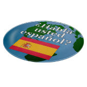 君は話スペインのかスペインの。国旗とグローブ カッティングボード (角)
