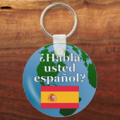 君は話スペインのかスペインの。国旗とグローブ キーホルダー (正面)
