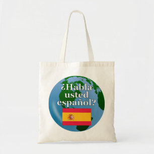 君は話スペインのかスペインの。国旗とグローブ トートバッグ