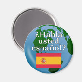 君は話スペインのかスペインの。国旗とグローブ マグネット (正面/裏面)