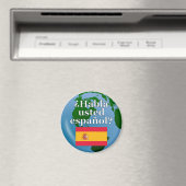 君は話スペインのかスペインの。国旗とグローブ マグネット (インサイチュ (食洗機))