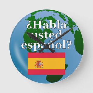 君は話スペインのかスペインの。国旗とグローブ ラウンド壁時計