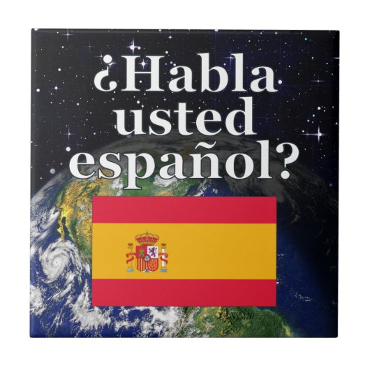 君は話スペインのかスペインの。国旗と地球 タイル (正面)