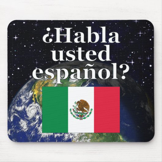 君は話スペインのかスペインの。国旗と地球 マウスパッド (正面)