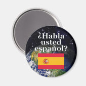 君は話スペインのかスペインの。国旗と地球 マグネット (正面/裏面)