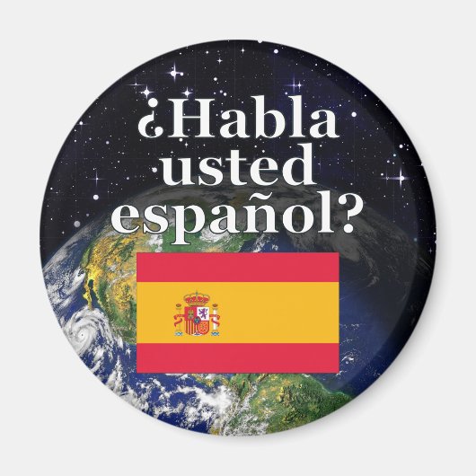 君は話スペインのかスペインの。国旗と地球 マグネット (正面)