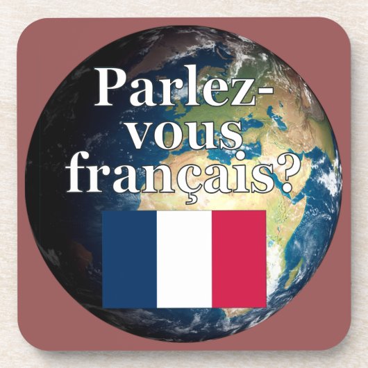 君は話フランスのかフランスの。国旗と地球 コースター (正面)