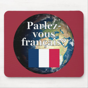 君は話フランスのかフランスの。国旗と地球 マウスパッド