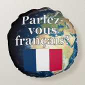 君は話フランスのかフランスの。国旗と地球 ラウンドクッション (裏面)