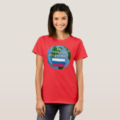君は話ロシアのかロシアの。国旗とグローブ Tシャツ (正面フル)