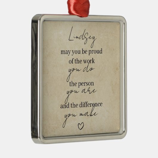 君は誇りを持った仕事を出して感謝していくれ メタルオーナメント (右)