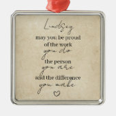 君は誇りを持った仕事を出して感謝していくれ メタルオーナメント (正面)