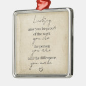 君は誇りを持った仕事を出して感謝していくれ メタルオーナメント (左)