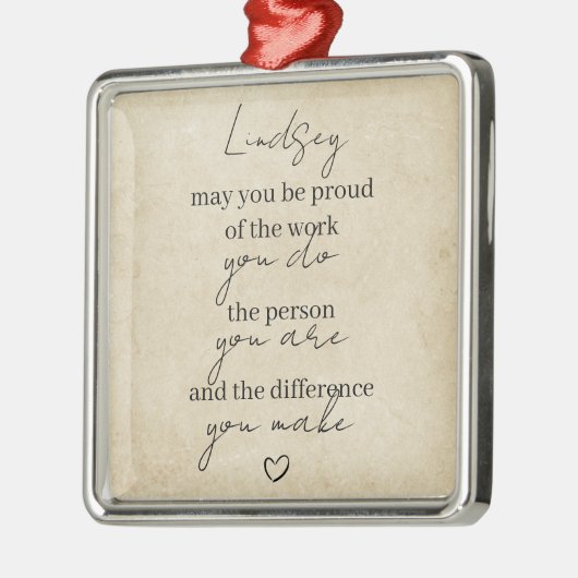 君は誇りを持った仕事を出して感謝していくれ メタルオーナメント (左)