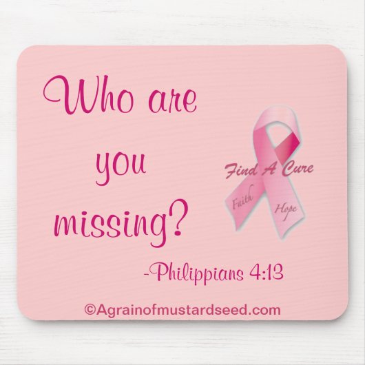 君は誰恋しく思だ？乳がん マウスパッド (正面)