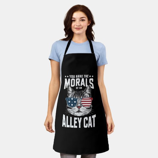 君は路地の猫の冗談の癖があるおもしろい エプロン (着用した状態)
