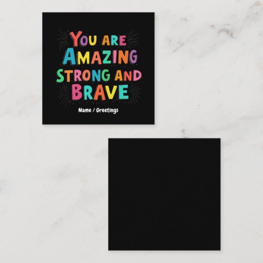 君は驚くほど丈夫で勇敢だやる気を起こさせる スクエア名刺 (正面/裏面)