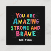 君は驚くほど丈夫で勇敢だやる気を起こさせる スクエア名刺 (正面)