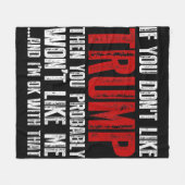 君もしはトランプが嫌いだ フリースブランケット (正面(横))