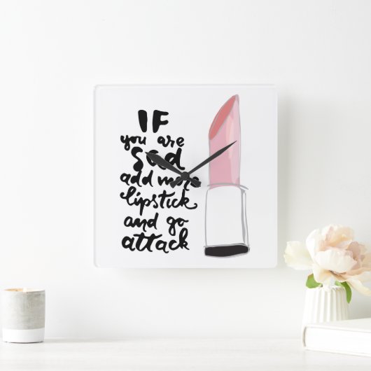 君もしは口紅を付け加えて攻撃するのがいやだ スクエア壁時計 (ホーム)