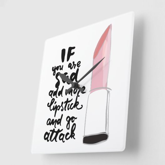 君もしは口紅を付け加えて攻撃するのがいやだ スクエア壁時計 (傾斜)