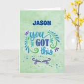 君得は試験で頑張れパーソナライズされた カード (黄色い花)