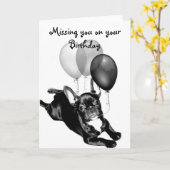 君恋しく思は誕生日のフランスのブルドッグ カード (黄色い花)