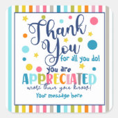 君感謝していはあなたは感謝の言葉を言う スクエアシール (正面)