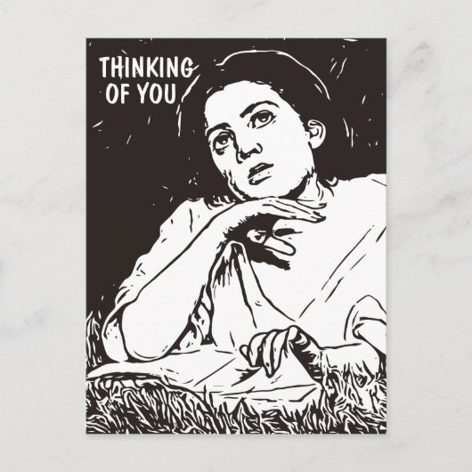 君考えのヴィンテージのかわいらし女性の葉書 ポストカード (正面)