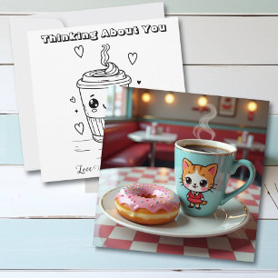 君考えの事 かわいいドーナツとコーヒー カード