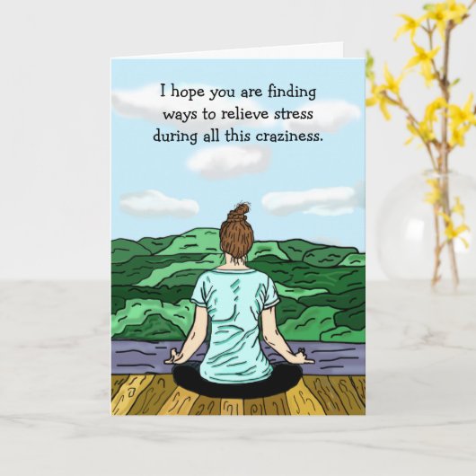 君考えの恋しく思ストレスレリーフ、 浮き彫りヨガ カード (黄色い花)