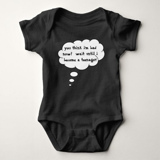 君考えは今レトルトが悪おもしろいい ベビーボディスーツ (正面)