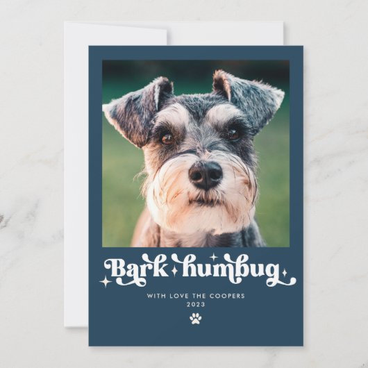 吠えよんぼく 犬の写真 面白いクリスマス シーズンカード (正面)