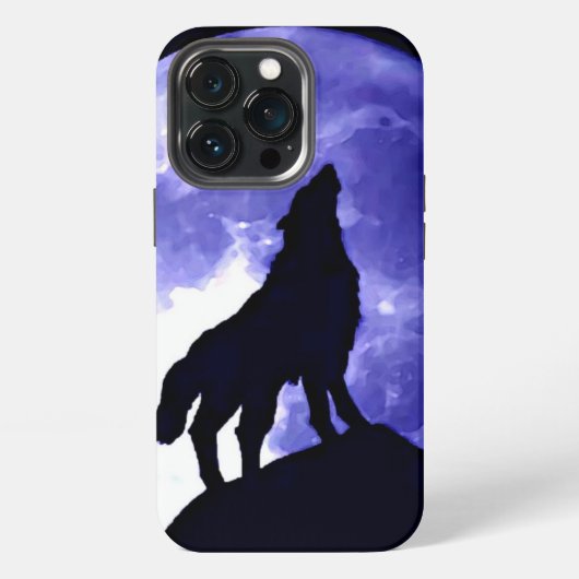 吠えるオオカミと満月 iPhoneケース (裏面)
